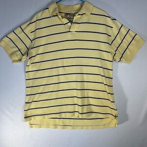 Sun River Mens Size Medium Short Sleeve Polo Shirt Yellow Stripes Golf Rugby